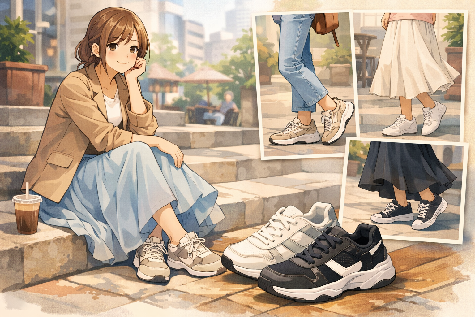 合わせやすいスニーカーレディース！今すぐ真似したいコーデの万能アイテム選び