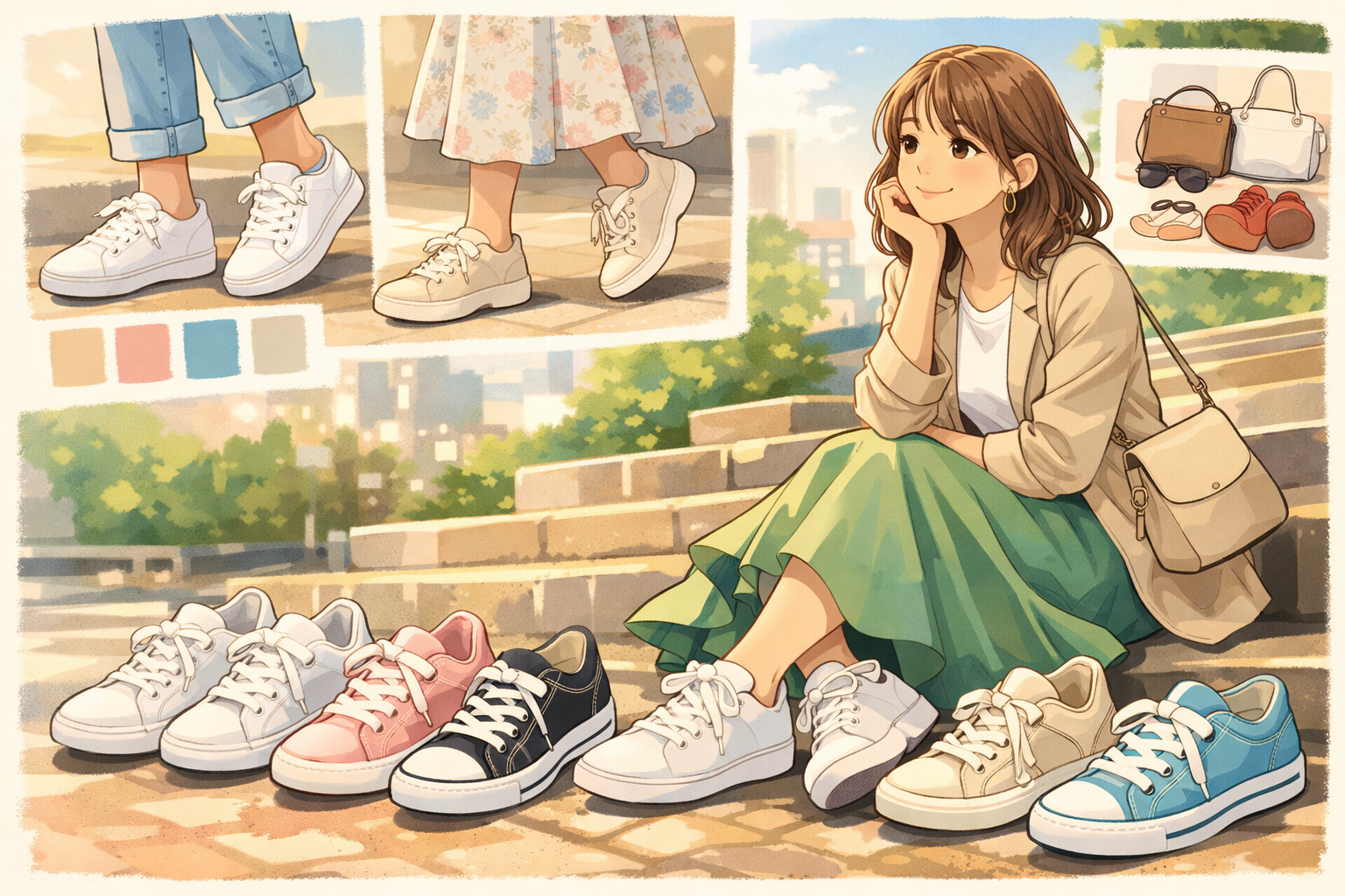 スニーカーの色の選び方！レディースコーデが決まる5つのポイント