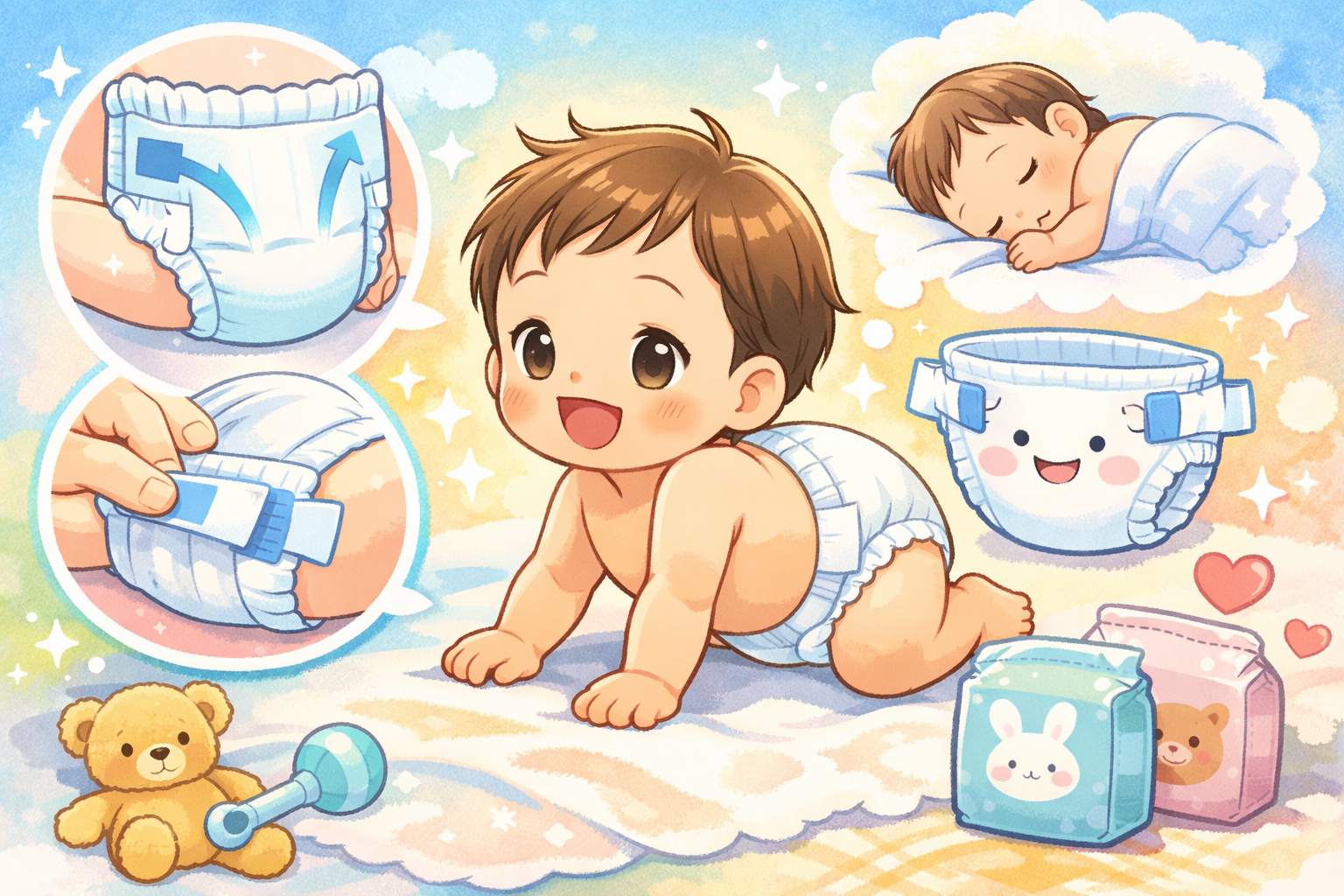 背中漏れしにくいオムツのテープ選び！赤ちゃんも安心のおすすめポイントを解説